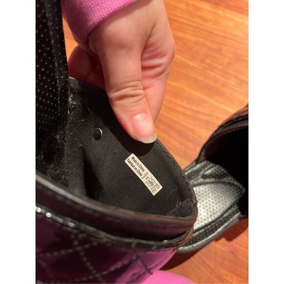 Crocs women size 9 black  leather quilted strap clobber clogs mules 4657 - Picture 4 of 7